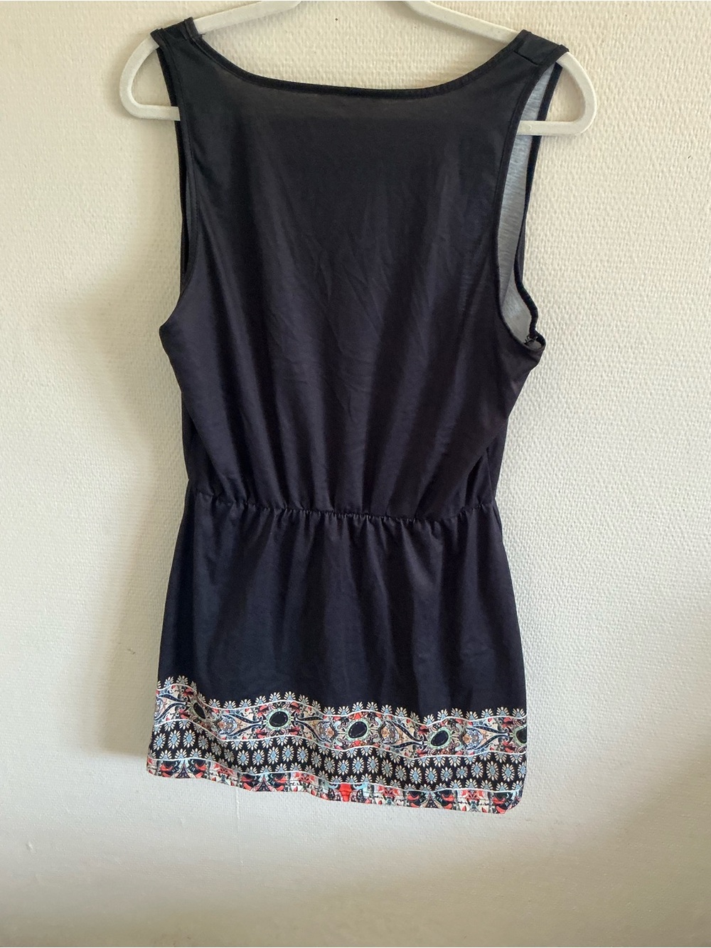 Black Boho Sleeveless Dress | Size XL | Adjustable Drawstring Waist - Picture 4 of 5